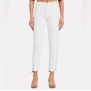Agolde White straight leg Jeans with Ankle Fray Detailing size 25
